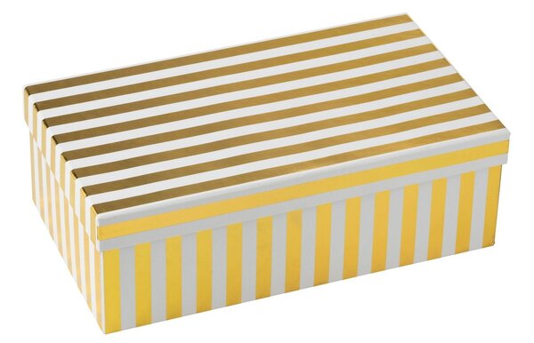 2ks bielo-zlatá pruhovaná šálka s tanierikom v krabičke - 15*9*8cm / 230 ml - J-Line by Jolipa
