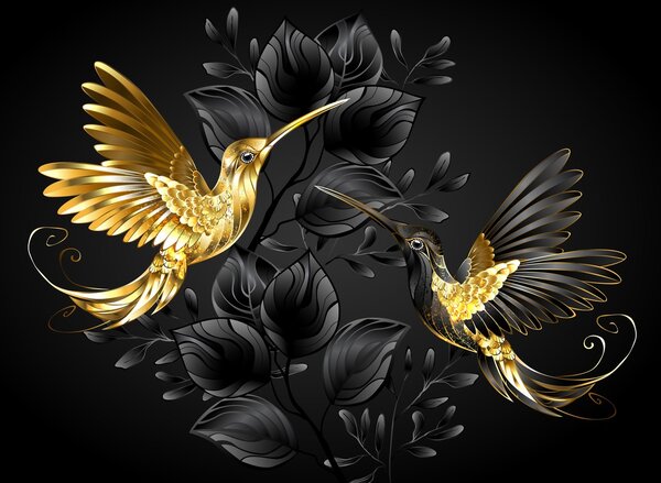 Fototapeta - Zlatí kolibríci (147x102 cm)