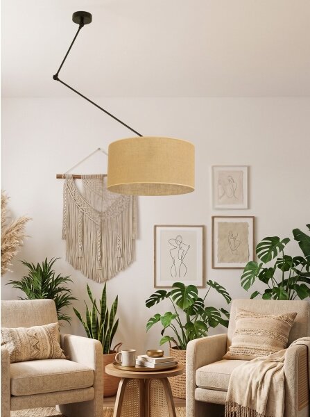 LED nastaviteľný luster na tyči GORTA 1xE27/60W/230V juta