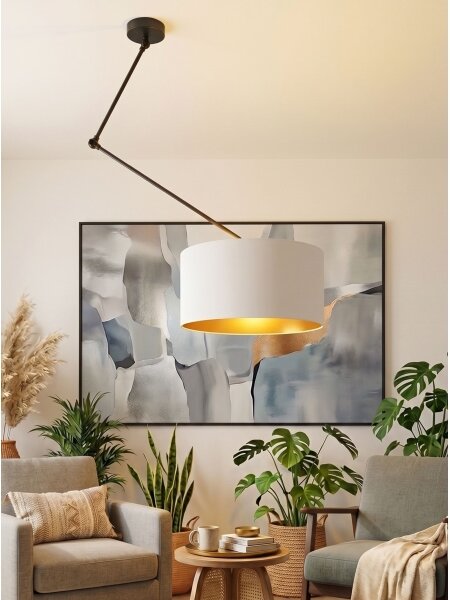 LED nastaviteľný luster na tyči GORTA 1xE27/60W/230V biela/zlatá