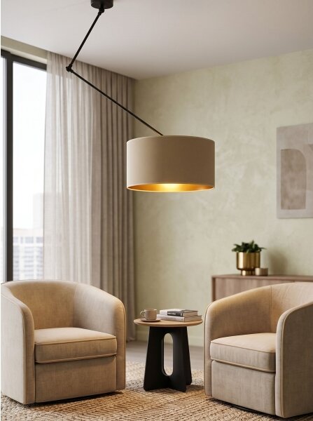 LED Nastaviteľný luster na tyči GORTA 1xE27/60W/230V béžová/zlatá