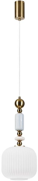 Luster na lanku ROYAL 1xE27/15W/230V zlatá/biela