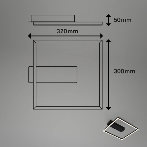 Briloner - LED stropné svietidlo FRAME LED/14W/230V 3000K 30x32 cm čierna
