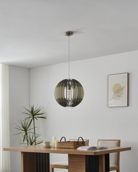 Eglo 63256 - Luster na lanku OLMERO PRO 1xE27/60W/230V pr. 40 cm šedá/biela