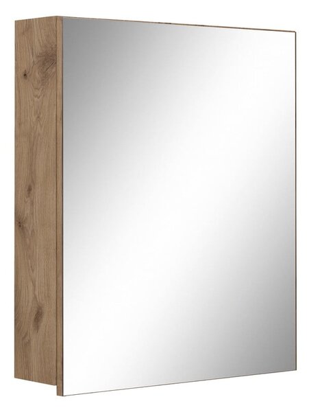 Závesná kúpeľňová skrinka so zrkadlom v dekore duba v prírodnej farbe 60x70 cm Wisla – Støraa