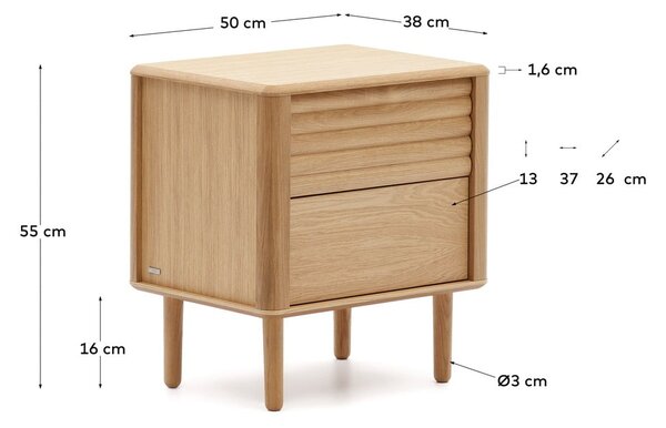 Nočný stolík v dekore duba v prírodnej farbe Lenon – Kave Home