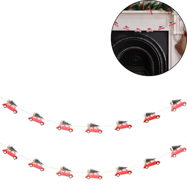 Vianočná drevená girlanda WINTER CARS, 1,5 m