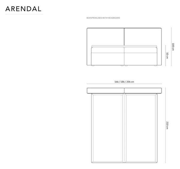 Krémová boxspring posteľ s úložným priestorom 140x200 cm Arendal – Cosmopolitan Design