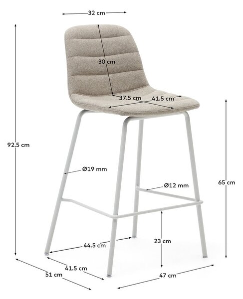 Béžové barové stoličky v súprave 2 ks 92,5 cm Zunilda – Kave Home