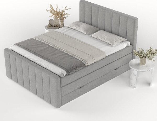 Svetlosivá boxspring posteľ s úložným priestorom 180x200 cm Ruby – Maison de Rêve