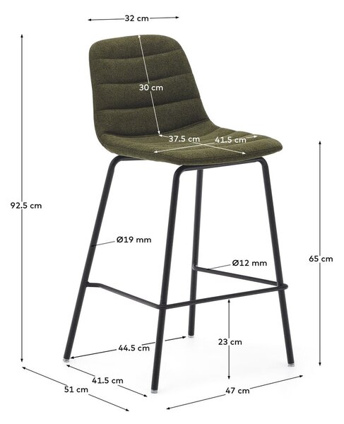 Tmavozelené barové stoličky v súprave 2 ks 92,5 cm Zunilda – Kave Home