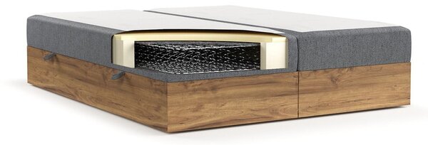 Boxspring posteľ s úložným priestorom v sivo-prírodnej farbe 140x200 cm Faro – Maison de Rêve