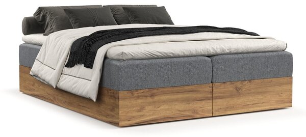 Boxspring posteľ s úložným priestorom v sivo-prírodnej farbe 140x200 cm Faro – Maison de Rêve