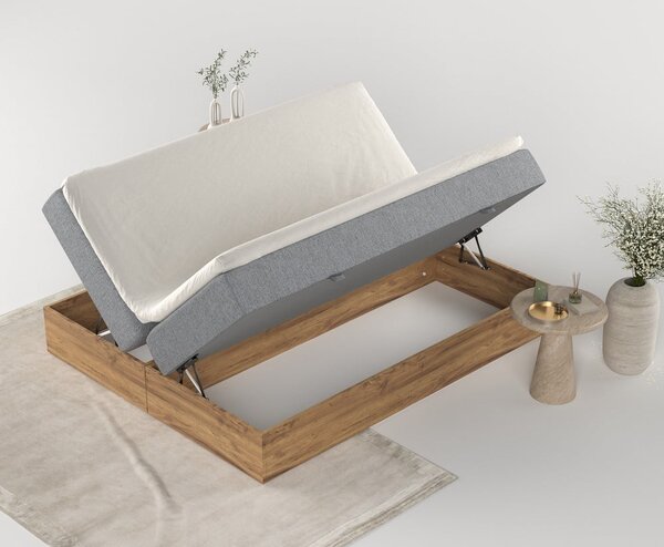Boxspring posteľ s úložným priestorom v sivo-prírodnej farbe 140x200 cm Faro – Maison de Rêve