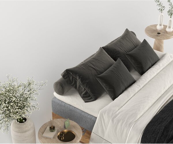 Boxspring posteľ s úložným priestorom v sivo-prírodnej farbe 140x200 cm Faro – Maison de Rêve