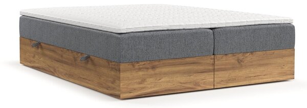 Boxspring posteľ s úložným priestorom v sivo-prírodnej farbe 140x200 cm Faro – Maison de Rêve