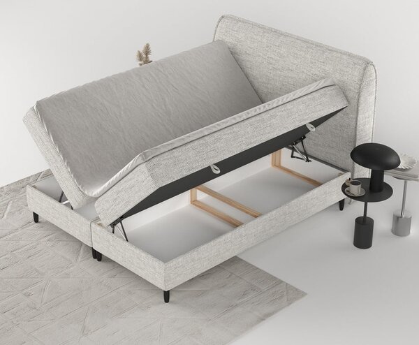 Svetlosivá boxspring posteľ s úložným priestorom 200x200 cm Melba – Maison de Rêve
