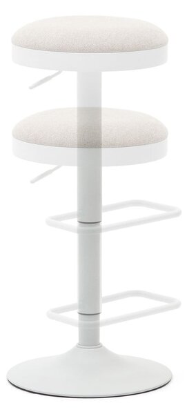 Béžové čalúnené barové stoličky v súprave s nastaviteľnou výškou 2 ks (výška sedadla 53,5 cm) Zaib – Kave Home