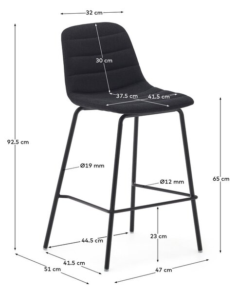 Čierne barové stoličky v súprave 2 ks 92,5 cm Zunilda – Kave Home