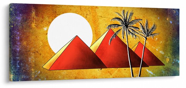 Obraz maľovaných egyptských pyramíd (120x50 cm)