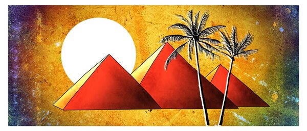 Obraz maľovaných egyptských pyramíd (120x50 cm)