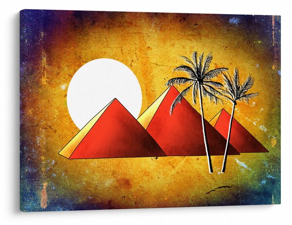 Obraz maľovaných egyptských pyramíd (70x50 cm)