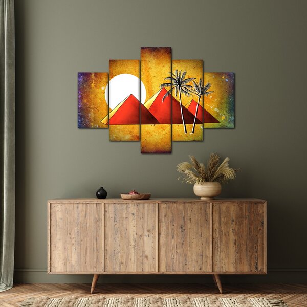 Obraz maľovaných egyptských pyramíd (150x105 cm)