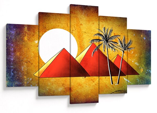 Obraz maľovaných egyptských pyramíd (150x105 cm)