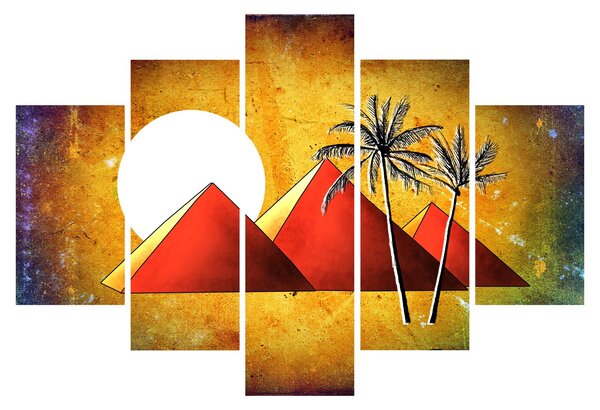 Obraz maľovaných egyptských pyramíd (150x105 cm)