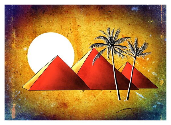 Obraz maľovaných egyptských pyramíd (70x50 cm)