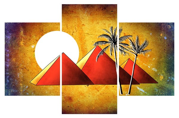Obraz maľovaných egyptských pyramíd (90x60 cm)