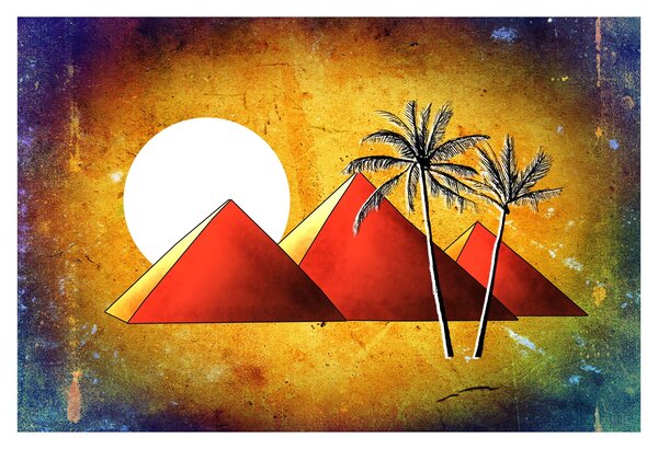 Obraz maľovaných egyptských pyramíd (90x60 cm)