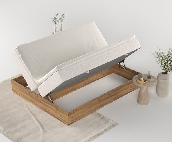 Boxspring posteľ s úložným priestorom v béžovo-prírodnej farbe 160x200 cm Faro – Maison de Rêve
