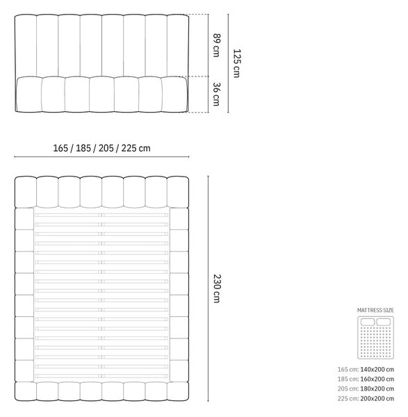 Krémová čalúnená dvojlôžková posteľ s úložným priestorom a roštom 160x200 cm Kelp – Micadoni Home