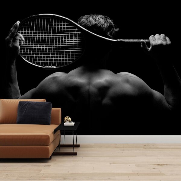 Fototapeta - Akt tenisty, čiernobiele (147x102 cm)