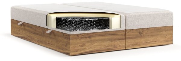 Boxspring posteľ s úložným priestorom v béžovo-prírodnej farbe 160x200 cm Faro – Maison de Rêve