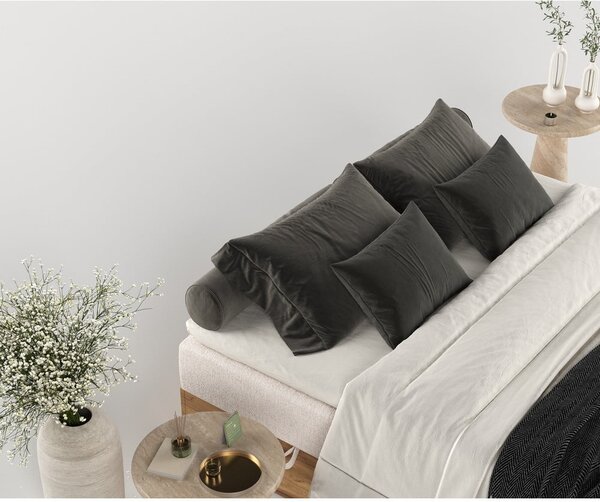 Boxspring posteľ s úložným priestorom v béžovo-prírodnej farbe 160x200 cm Faro – Maison de Rêve