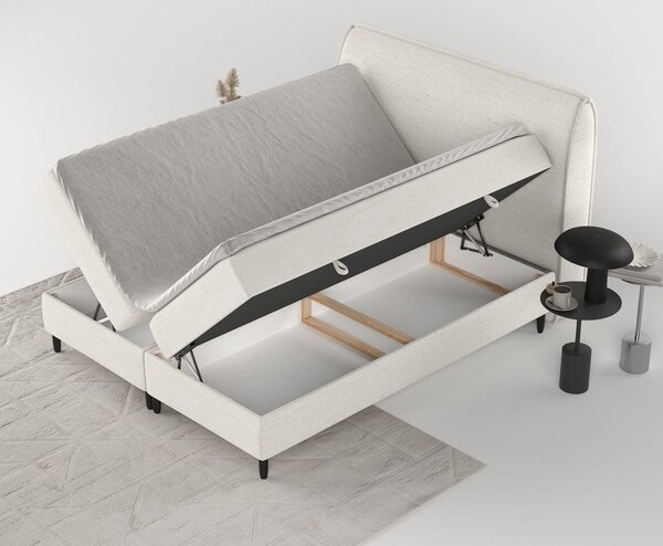 Krémovobiela boxspring posteľ s úložným priestorom 200x200 cm Melba – Maison de Rêve
