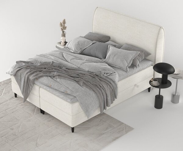 Krémovobiela boxspring posteľ s úložným priestorom 200x200 cm Melba – Maison de Rêve