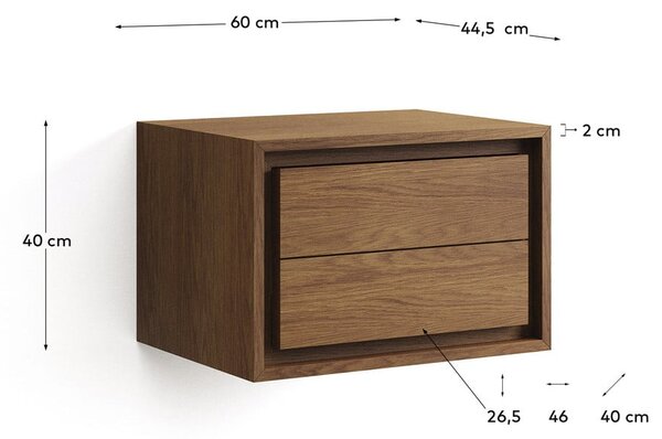 Tmavohnedá závesná skrinka pod umývadlo z teakového dreva 60x40 cm Kenta – Kave Home