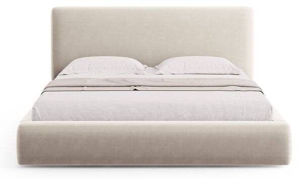 Béžová čalúnená dvojlôžková posteľ s úložným priestorom s roštom 180x200 cm Colonel – Cosmopolitan Design