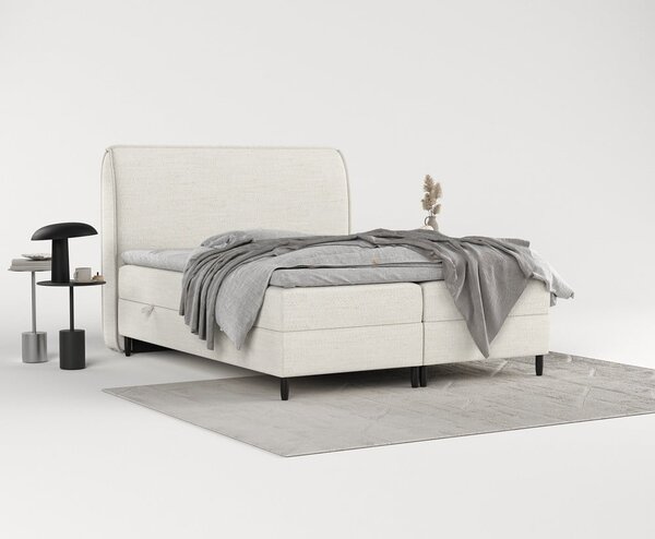 Krémovobiela boxspring posteľ s úložným priestorom 200x200 cm Melba – Maison de Rêve