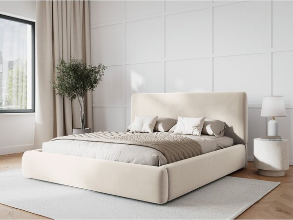 Béžová čalúnená dvojlôžková posteľ s úložným priestorom s roštom 180x200 cm Colonel – Cosmopolitan Design