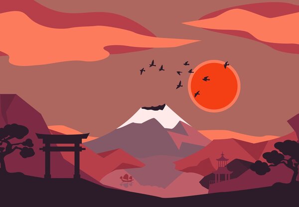 Fototapeta - Ilustrácie Fuji (147x102 cm)