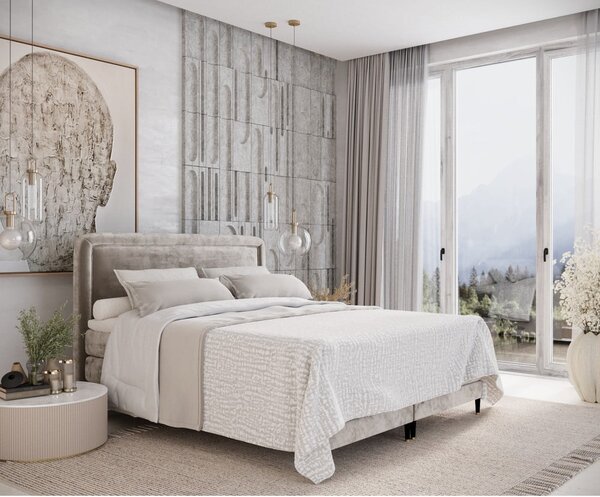Svetlohnedá boxspring posteľ 200x200 cm Dove – Maison de Rêve