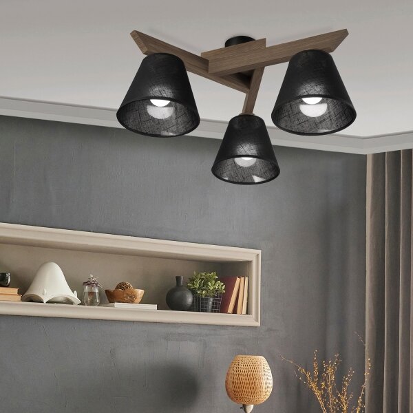 Brilagi - LED Prisadený luster ANTHONY 3xE14/40W/230V dub orech/čierna