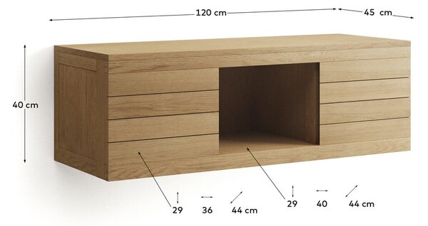 Nízka závesná skrinka pod umývadlo z teakového dreva v prírodnej farbe 120x40 cm Yenit – Kave Home
