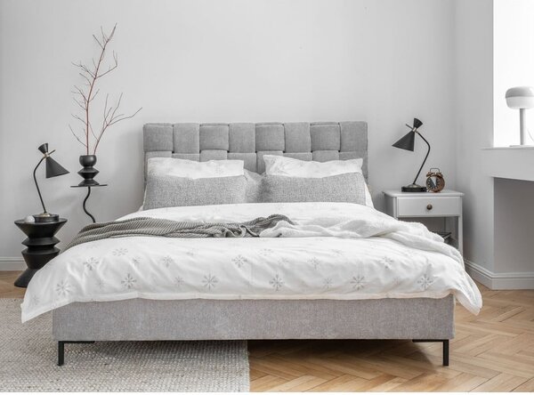 Svetlosivá čalúnená dvojlôžková posteľ s roštom 160x200 cm Eve – Miuform