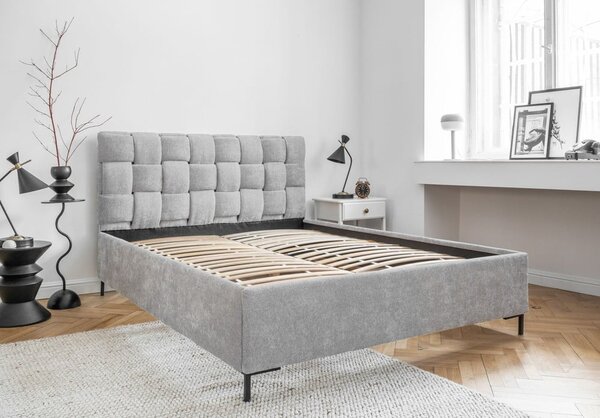 Svetlosivá čalúnená dvojlôžková posteľ s roštom 160x200 cm Eve – Miuform