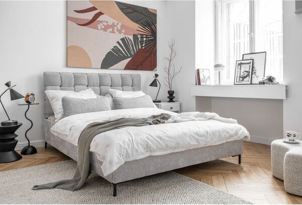 Svetlosivá čalúnená dvojlôžková posteľ s roštom 160x200 cm Eve – Miuform
